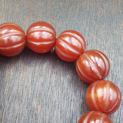 Lot 12 Antique Himalayan Tibetan Carnelian Carved Agate Beads 19-20MM