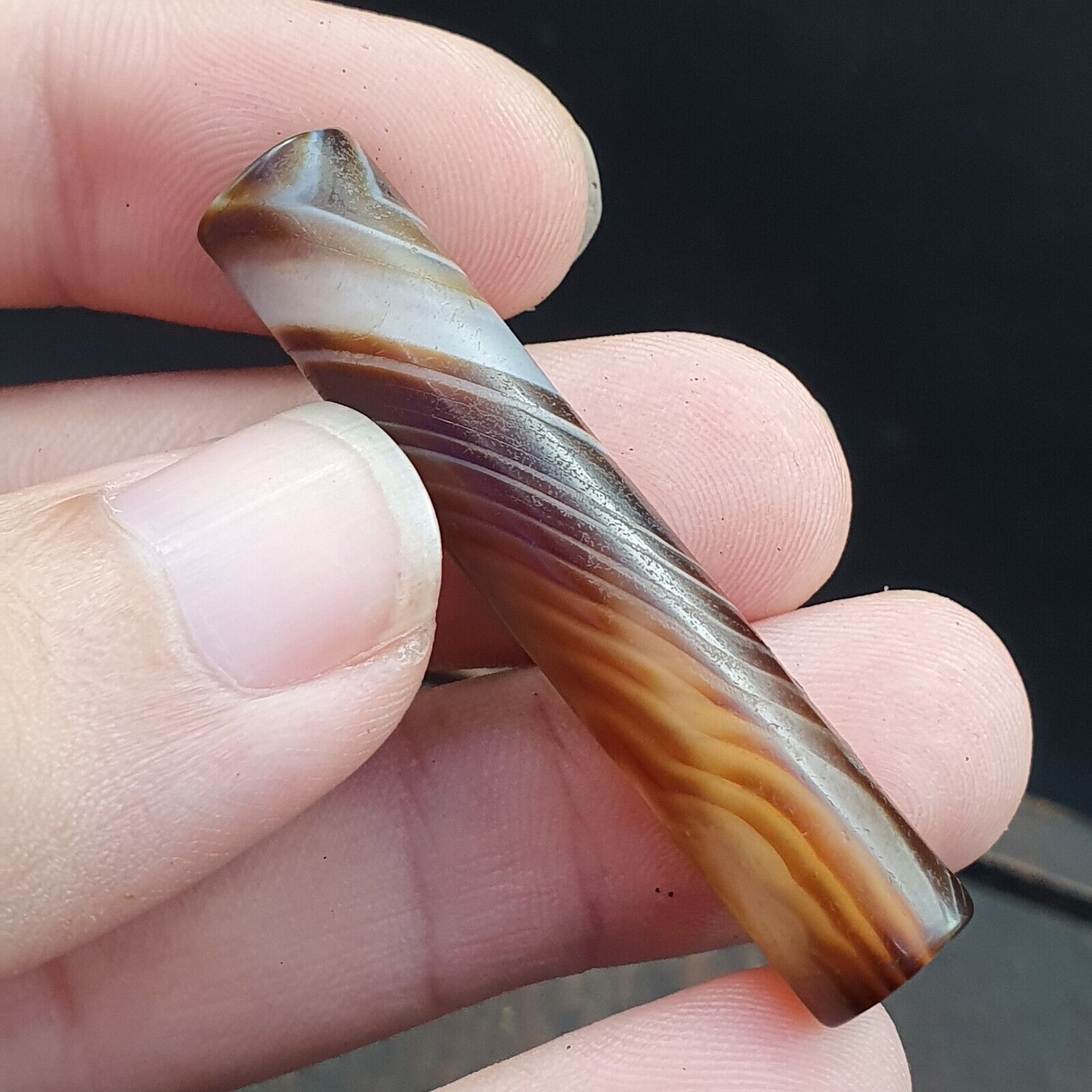 Antique Old Yemeni Agate Natural Rare pattern Banded Agate Bead  BD-7-10