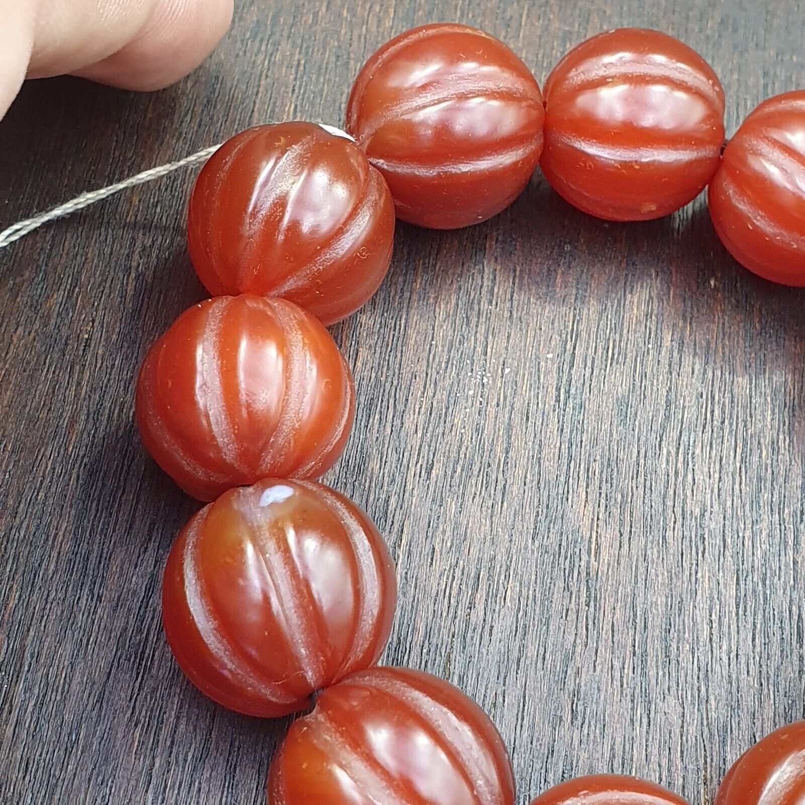 Lot 12 Antique Himalayan Tibetan Carnelian Carved Agate Beads 19-20MM