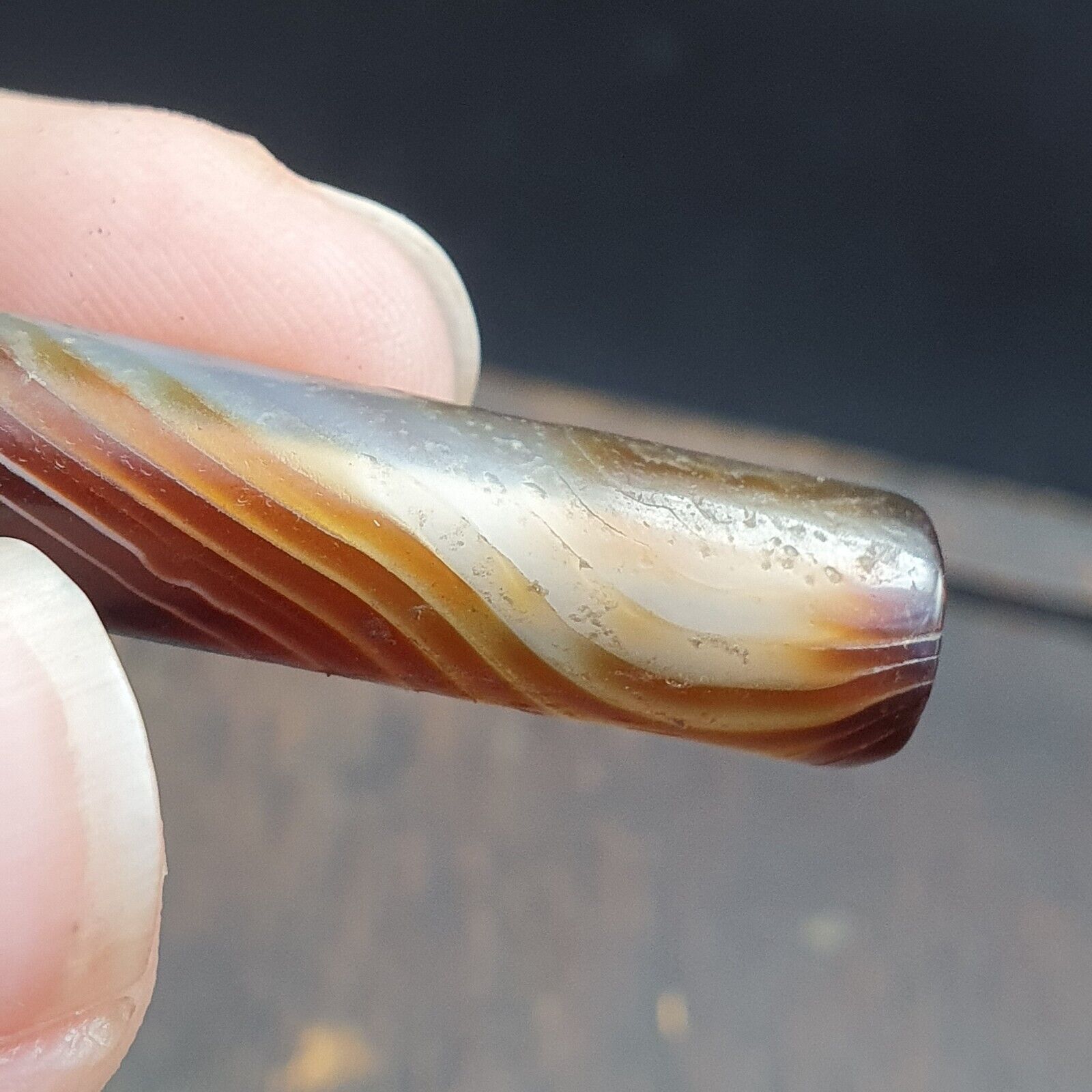 Antique Old Yemeni Agate Natural Rare pattern Banded Agate Bead  BD-7-10