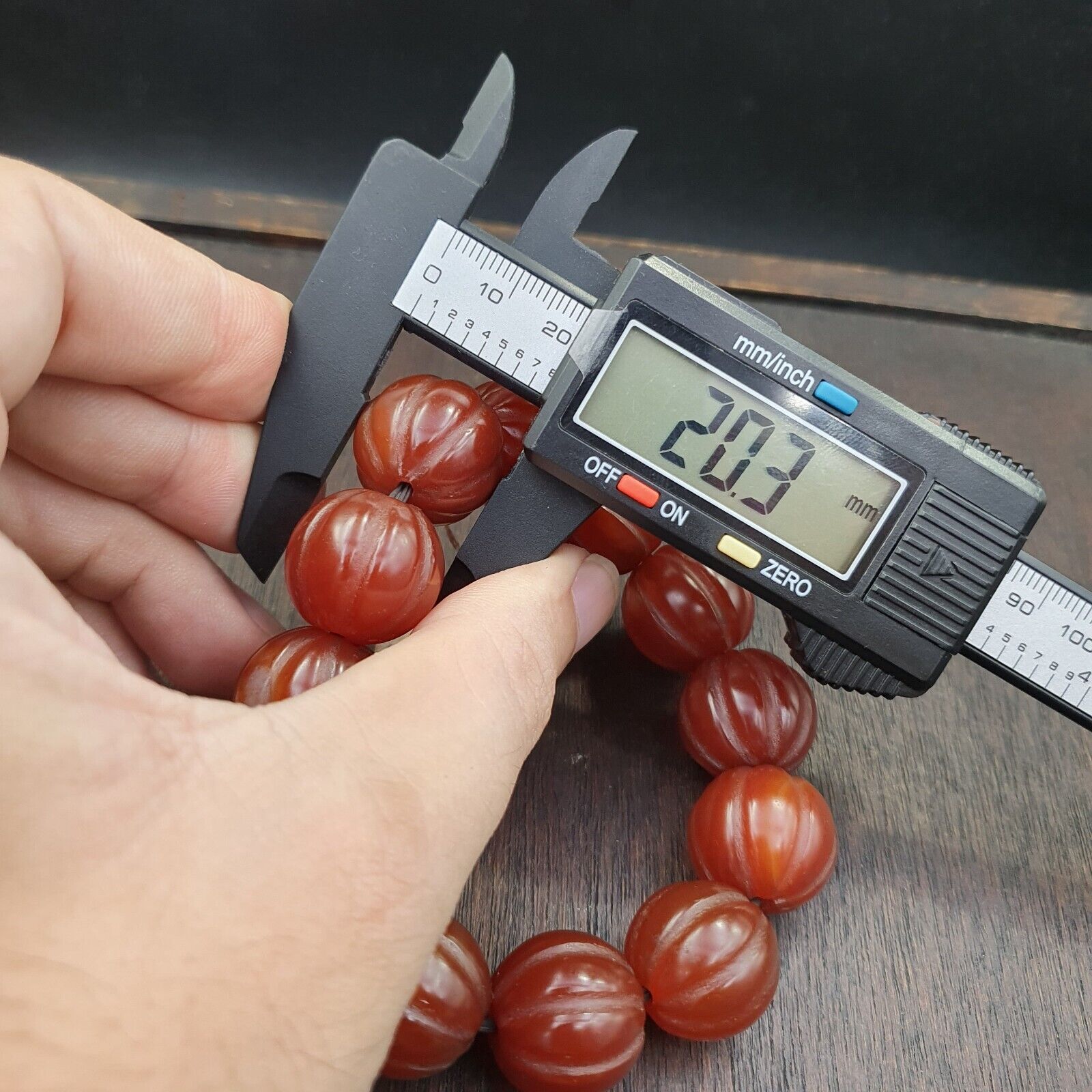 Lot 12 Antique Himalayan Tibetan Carnelian Carved Agate Beads 19-20MM