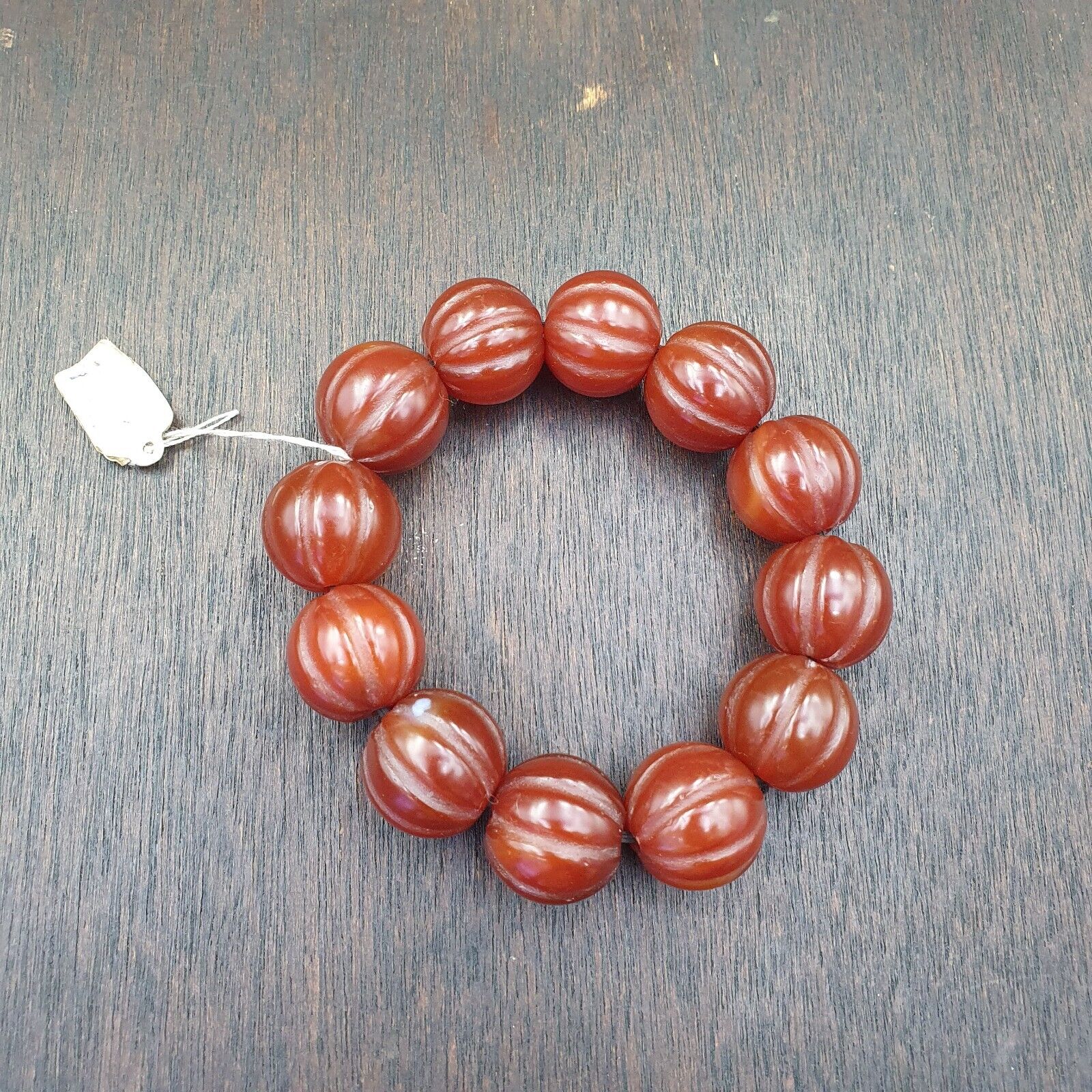 Lot 12 Antique Himalayan Tibetan Carnelian Carved Agate Beads 19-20MM