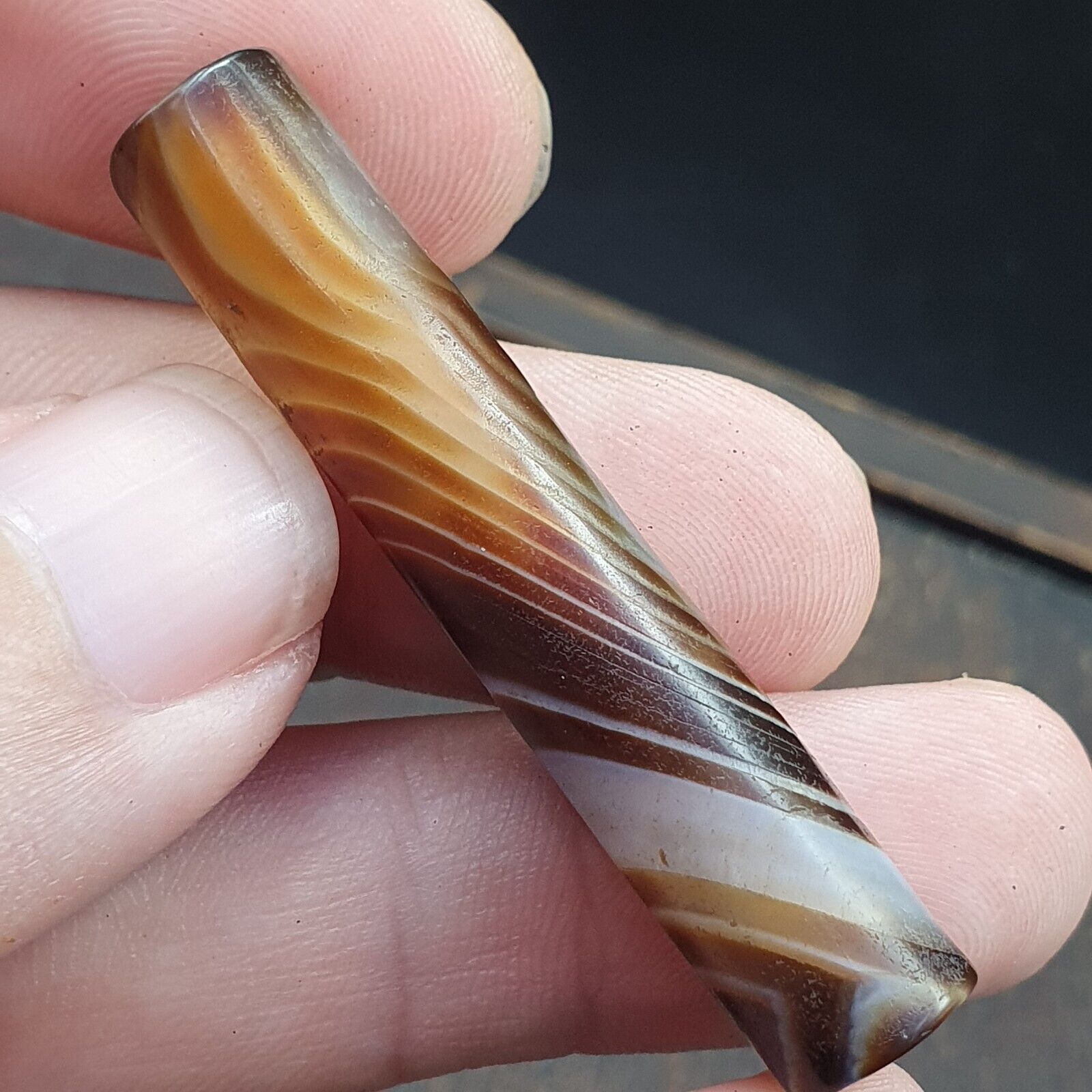 Antique Old Yemeni Agate Natural Rare pattern Banded Agate Bead  BD-7-10