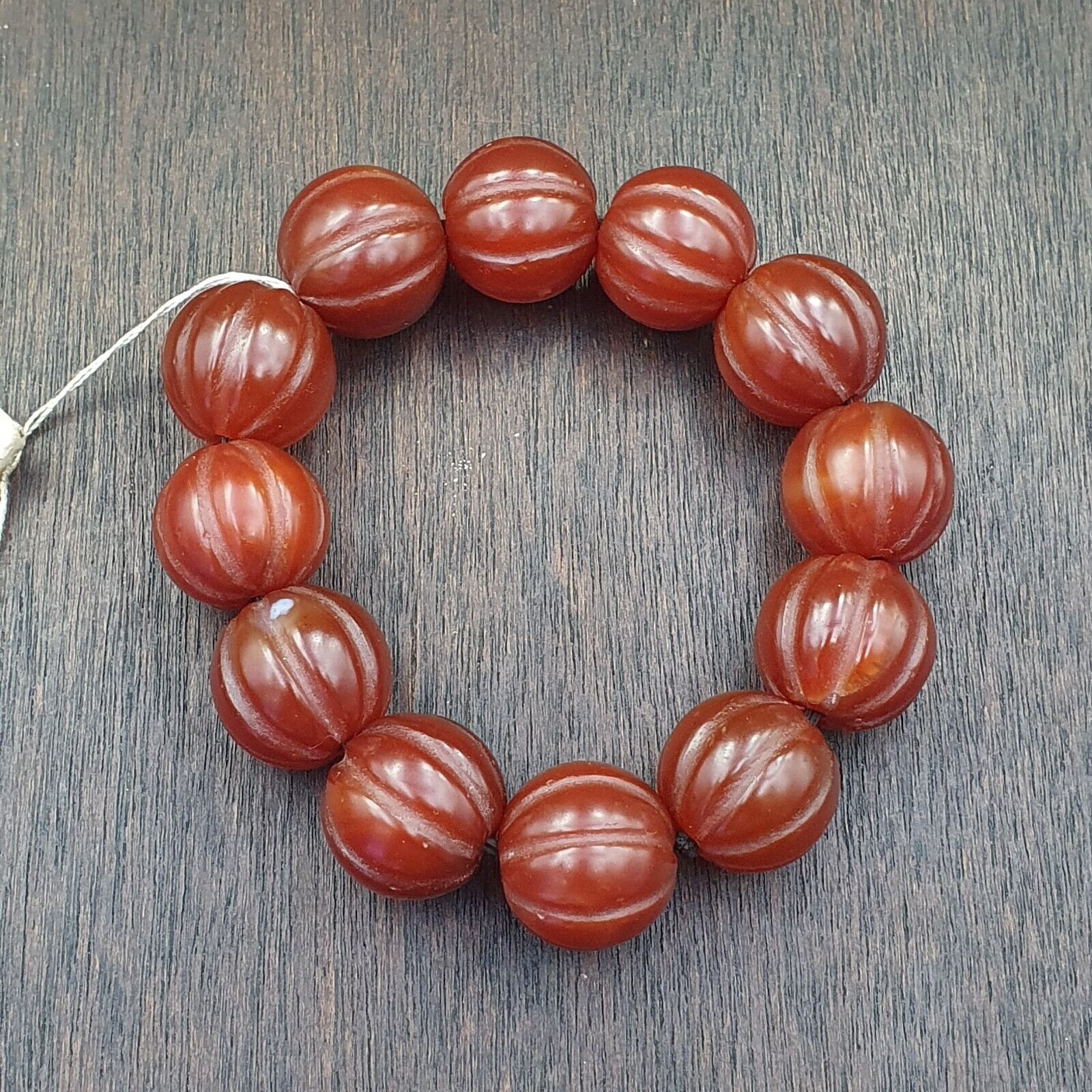 Lot 12 Antique Himalayan Tibetan Carnelian Carved Agate Beads 19-20MM