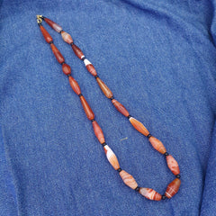 Red Agate rare patterns Himalayan indo Tibetan Agate carnelian Beads Necklace N2