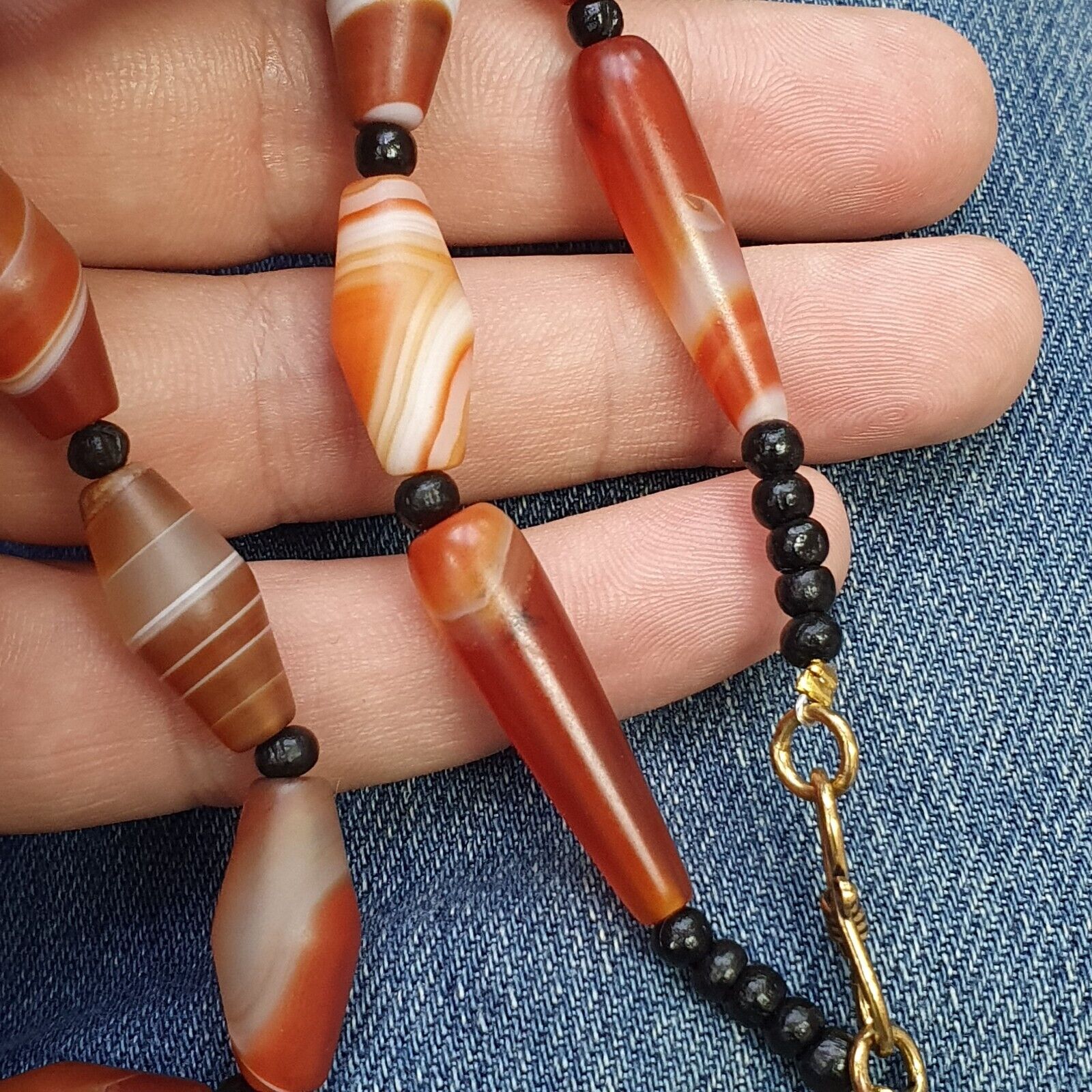 Red Agate rare patterns Himalayan indo Tibetan Agate carnelian Beads Necklace