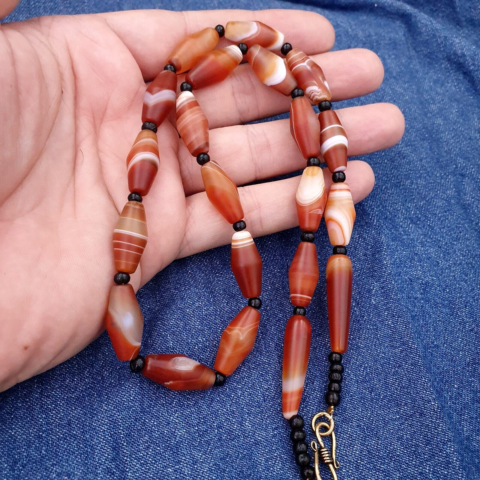 Red Agate rare patterns Himalayan indo Tibetan Agate carnelian Beads Necklace