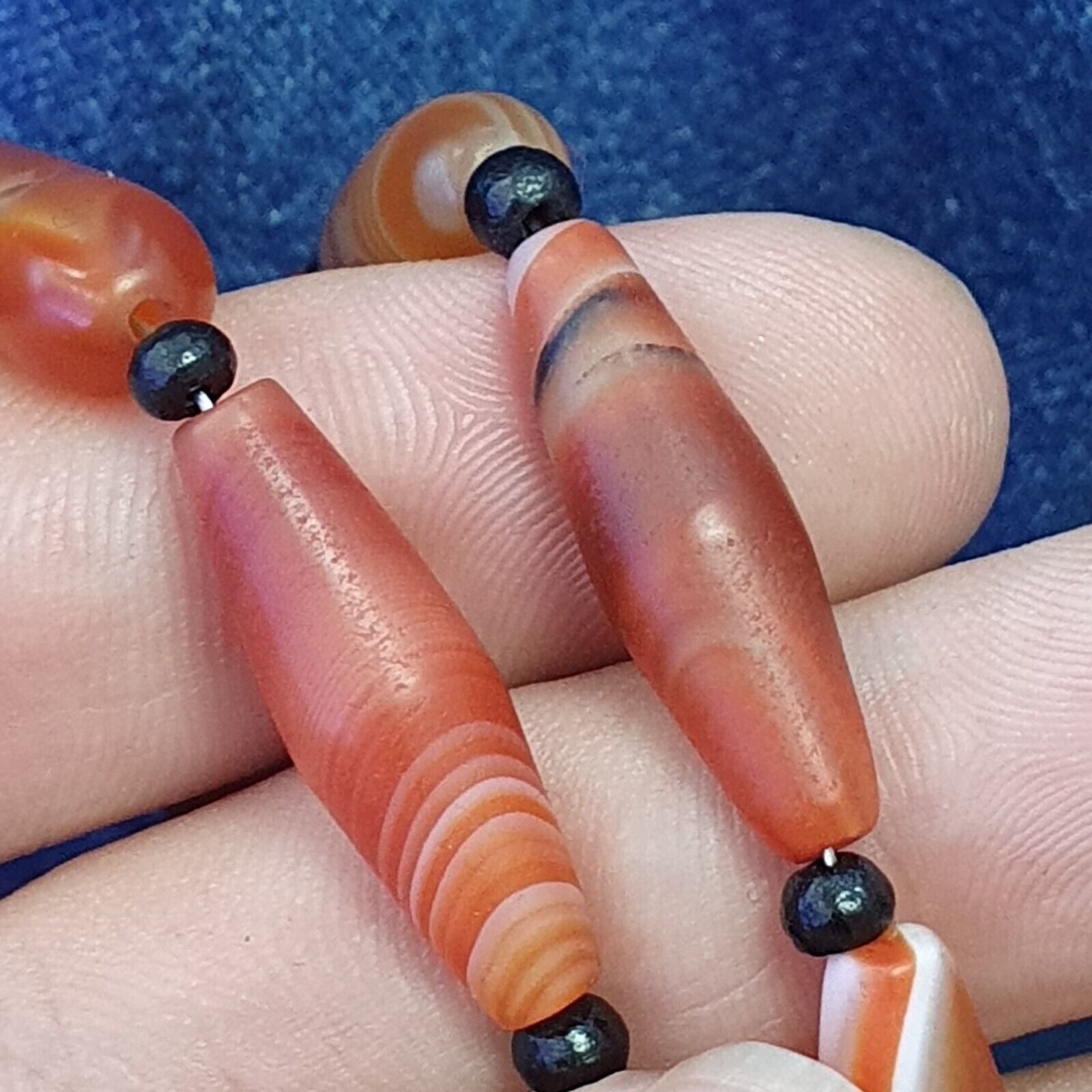 Red Agate rare patterns Himalayan indo Tibetan Agate carnelian Beads Necklace N2