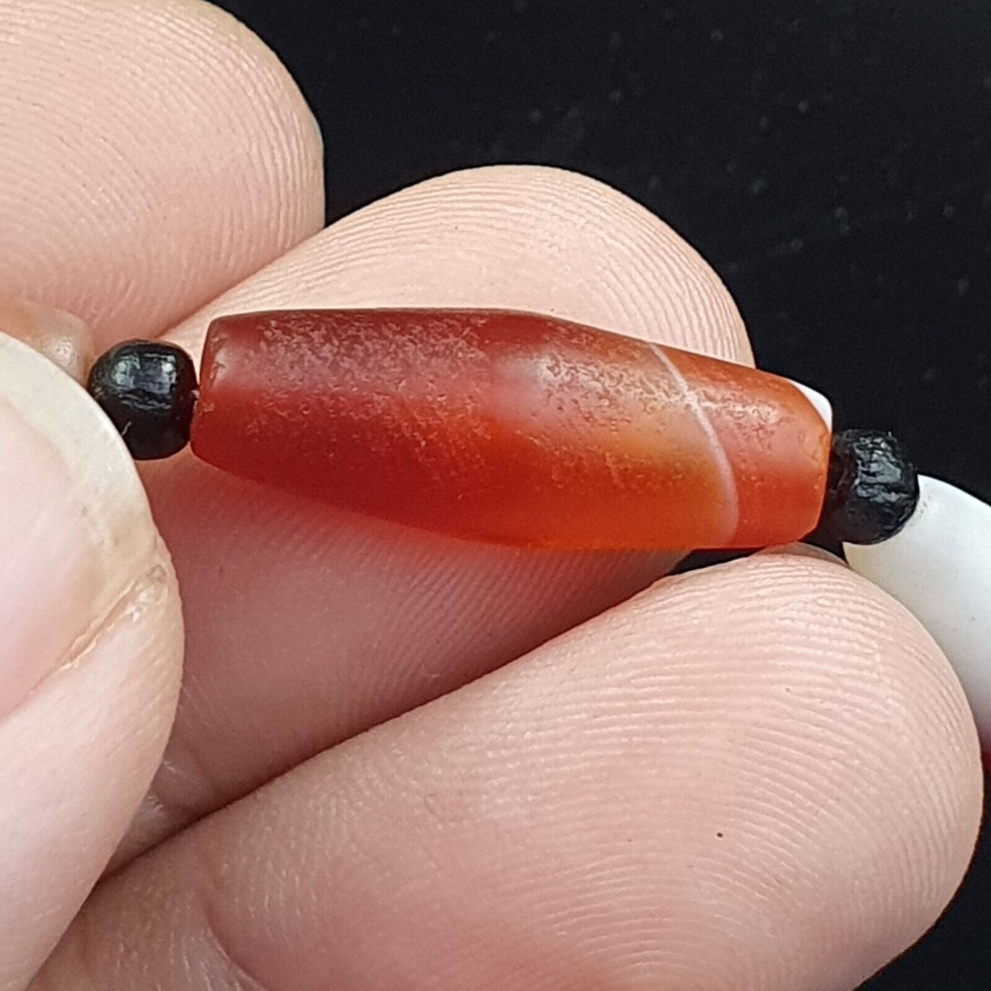 紅瑪瑙稀有圖案喜馬拉雅印度西藏瑪瑙紅玉髓珠項鍊 N2 