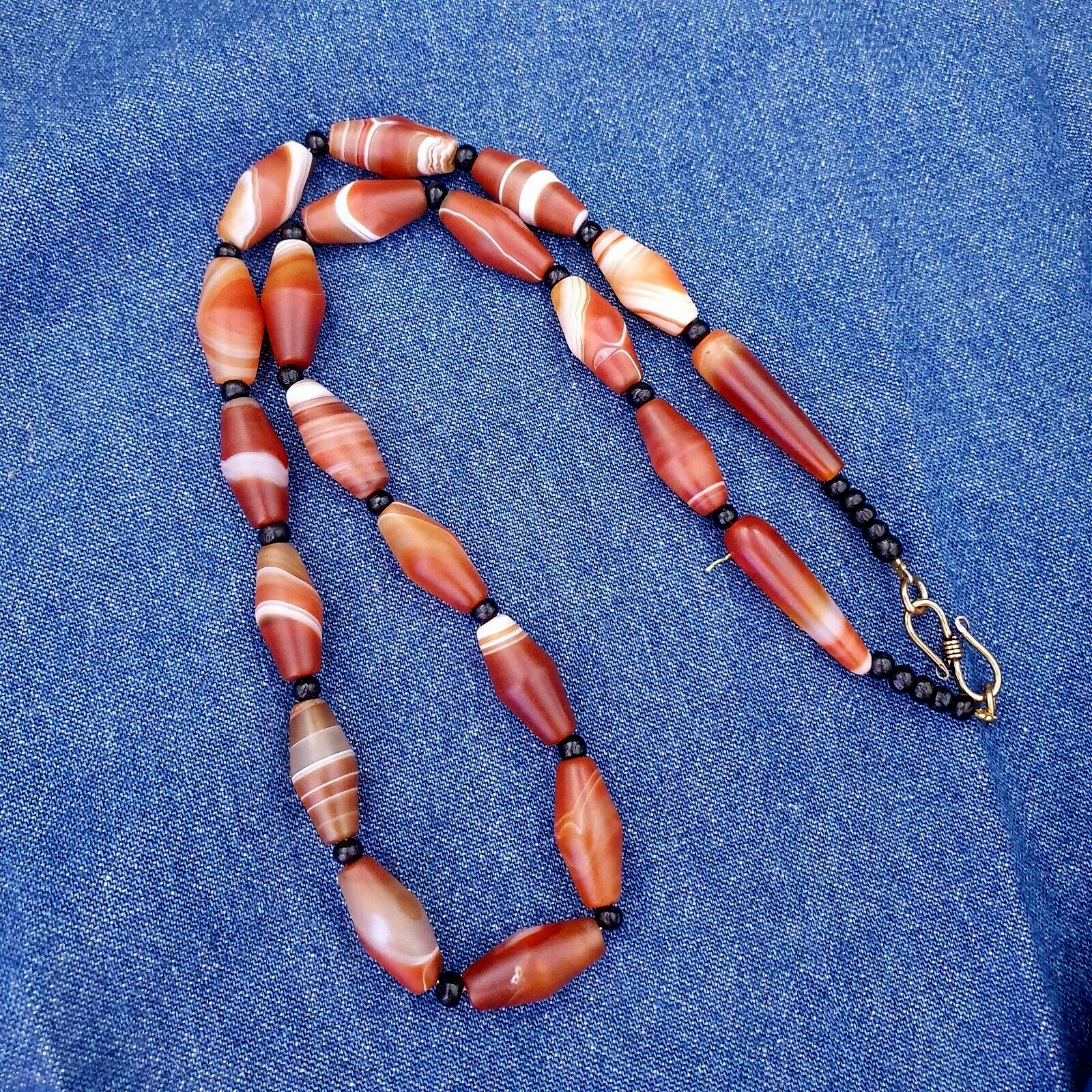 Red Agate rare patterns Himalayan indo Tibetan Agate carnelian Beads Necklace