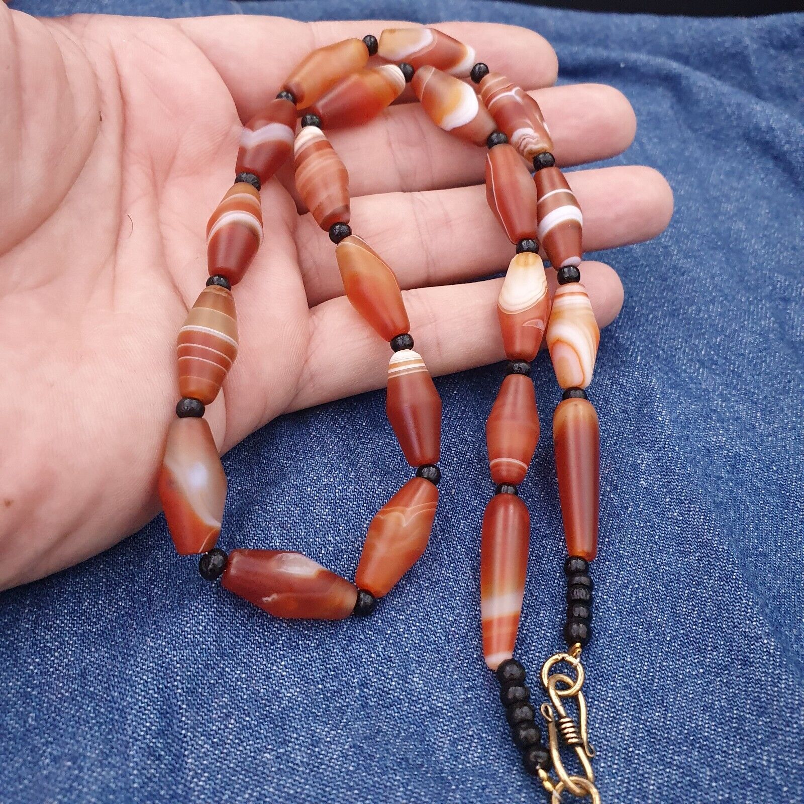 Red Agate rare patterns Himalayan indo Tibetan Agate carnelian Beads Necklace