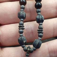Antique Tibetan Himalayan Carving Agate Beads pendant with Sterling silver beads
