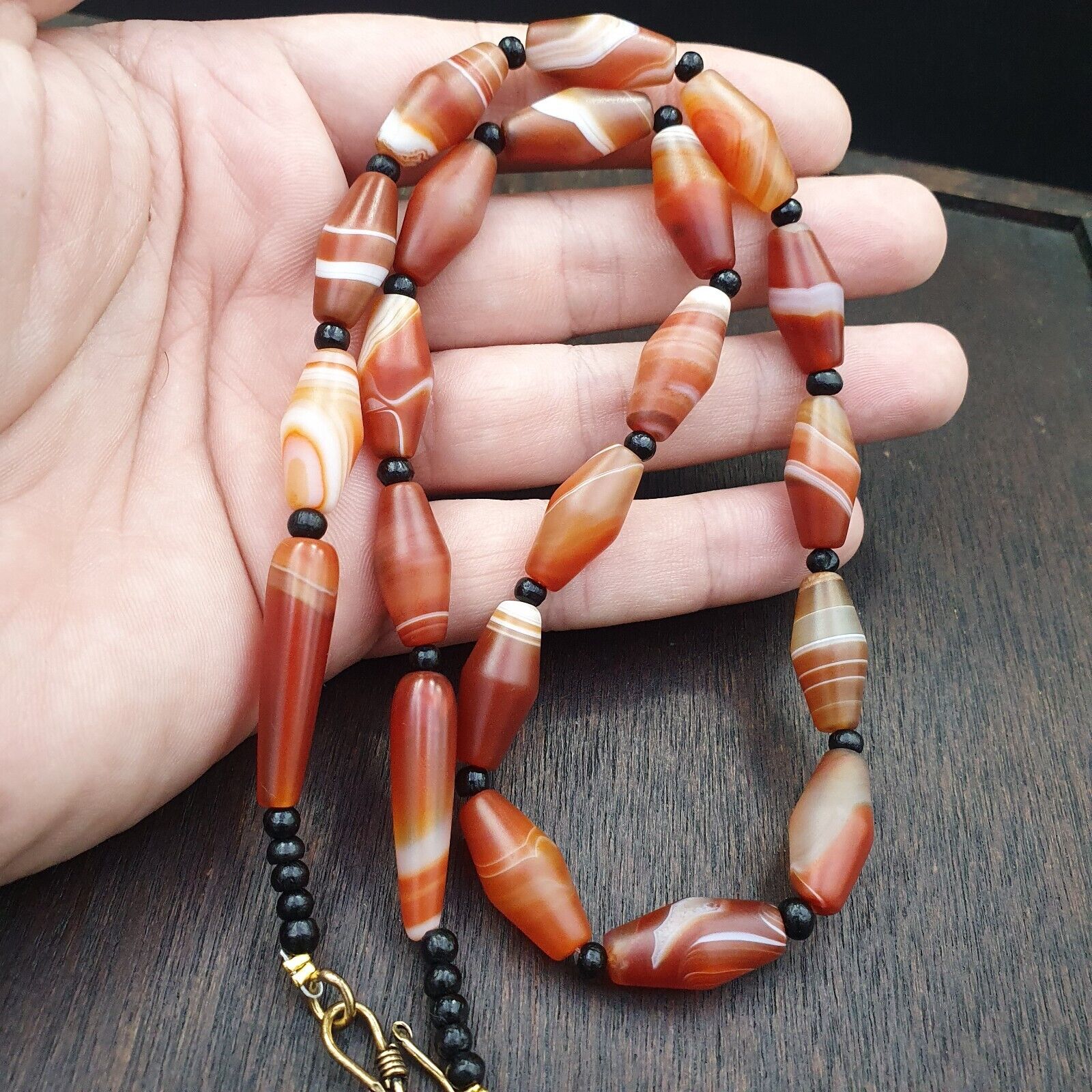Red Agate rare patterns Himalayan indo Tibetan Agate carnelian Beads Necklace
