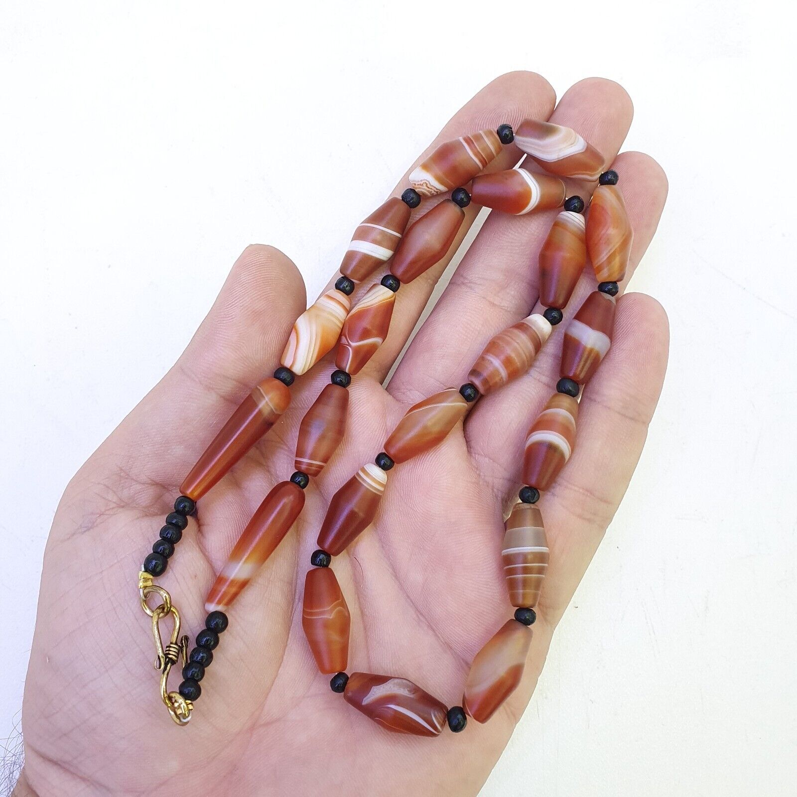 Red Agate rare patterns Himalayan indo Tibetan Agate carnelian Beads Necklace