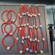 4,5 mm venezianisches rotes weißes Herz und afrikanische Glasperlen-Schmuckset