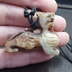 Antique Tibetan Himalayan Carving stone Jade Animal Beads pendant