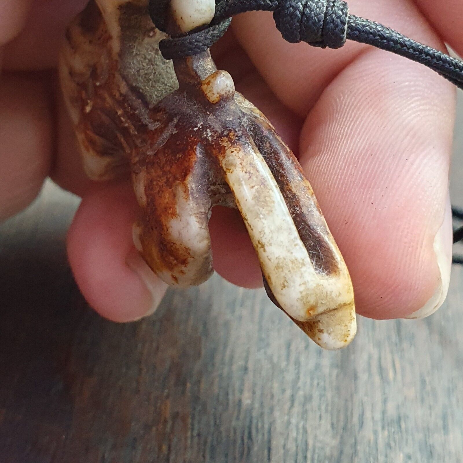 Antique Tibetan Himalayan Carving stone Jade Animal Beads pendant