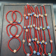 4,5 mm venezianisches rotes weißes Herz und afrikanische Glasperlen-Schmuckset