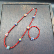 4,5 mm venezianisches rotes weißes Herz und afrikanische Glasperlen-Schmuckset