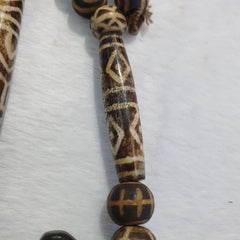 RARE Very Old PUMTEK BEADS Necklace Palmwood Great Patterns Necklace NC22
