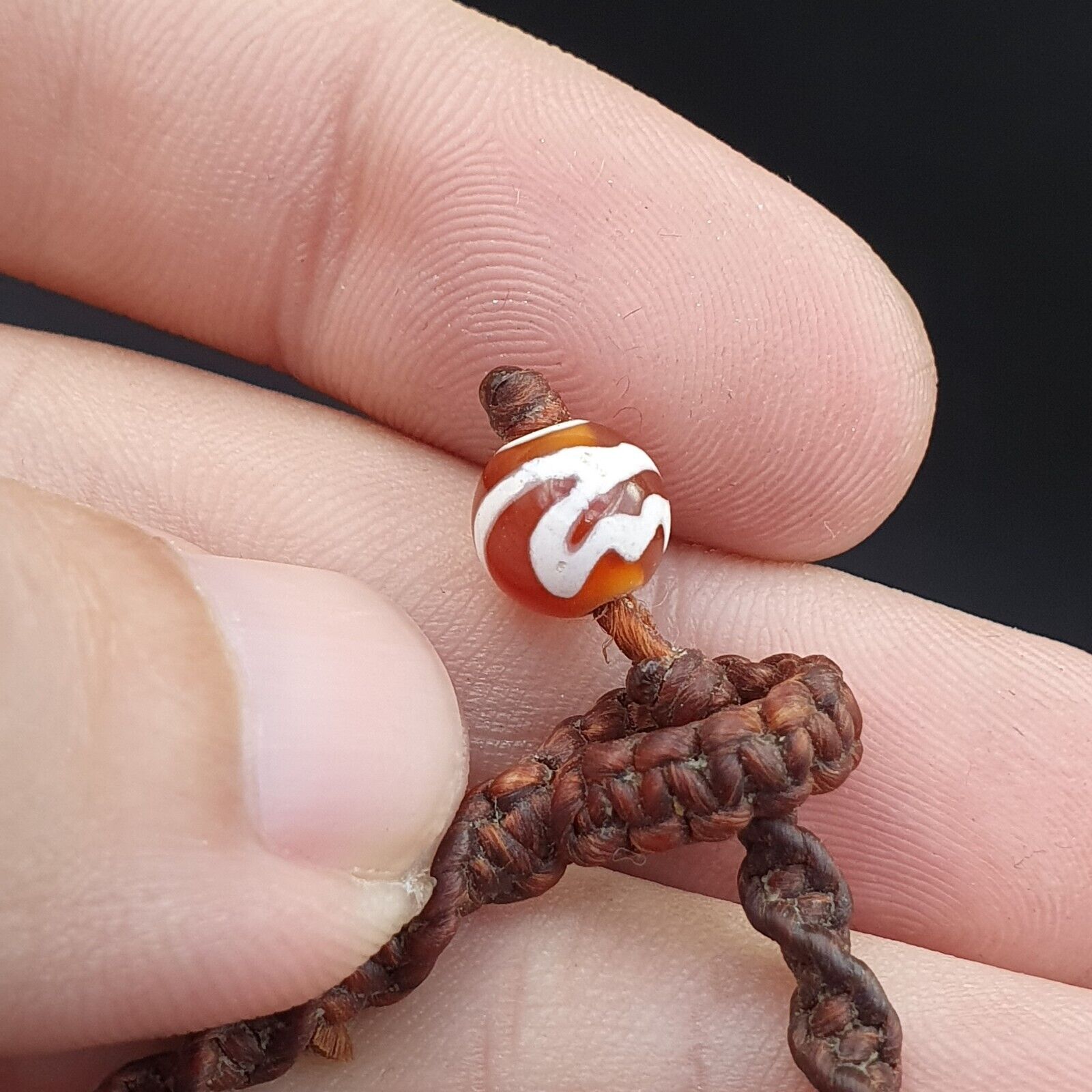 2 eye Tibetan dzi bead old amulet Agate Vintage Tibet pendant Necklace