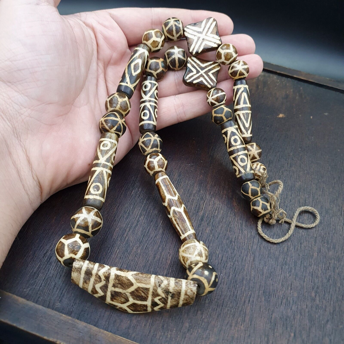 RARE Very Unique Old PUMTEK BEADS Necklace Great Patterns Necklace NC12