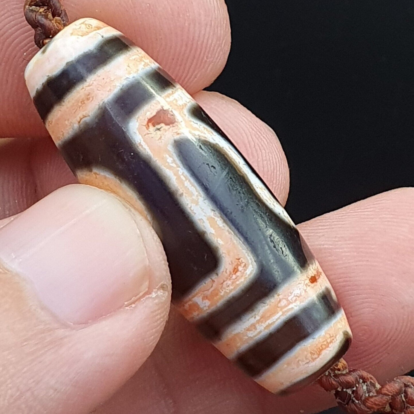 2 眼西藏天珠老護身符瑪瑙復古西藏吊墜項鍊