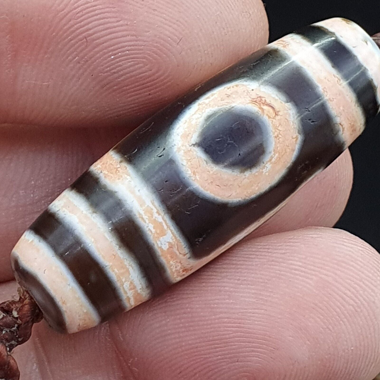 2 eye Tibetan dzi bead old amulet Agate Vintage Tibet pendant Necklace