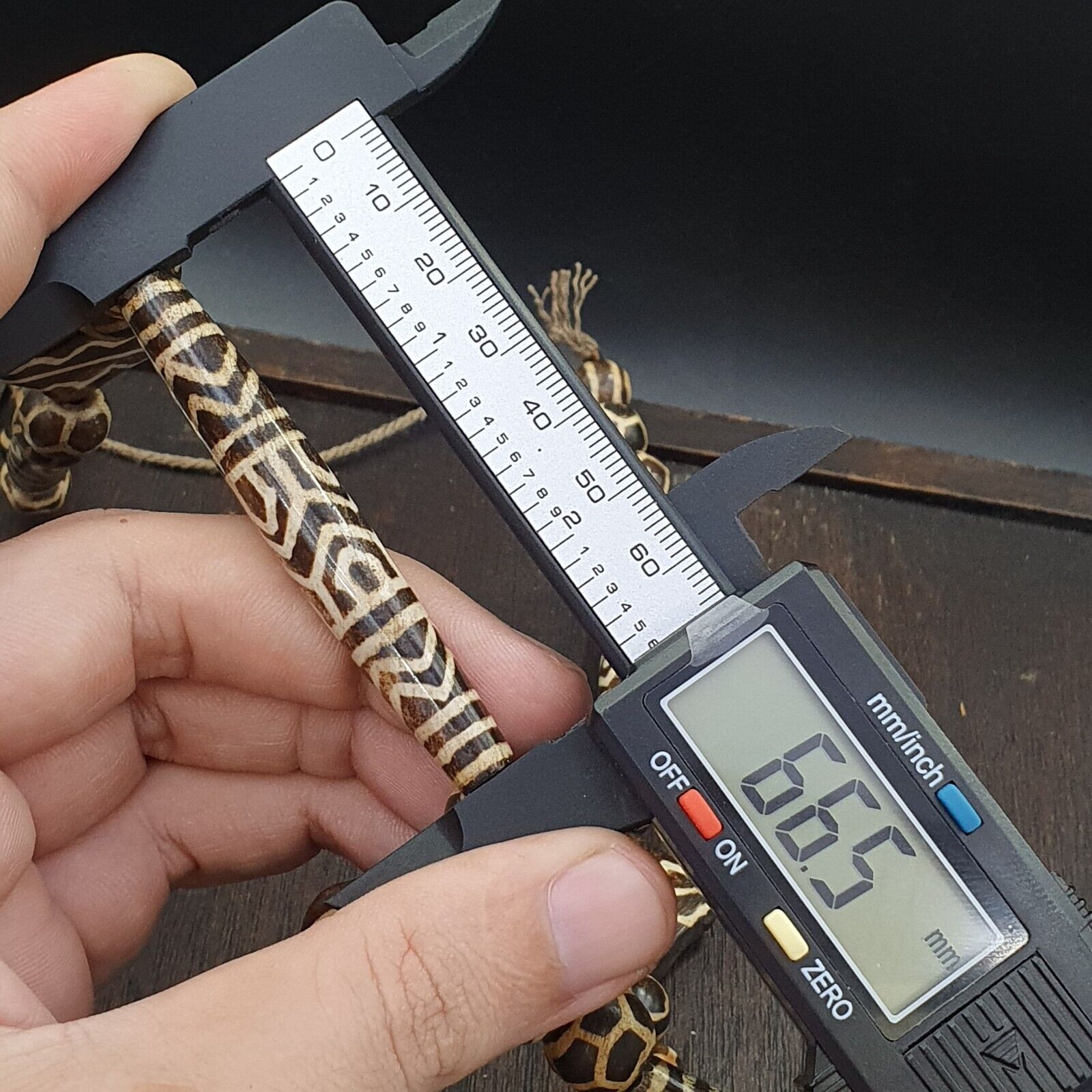 RARE Very Old PUMTEK BEADS Necklace Palmwood Great Patterns Necklace NC22