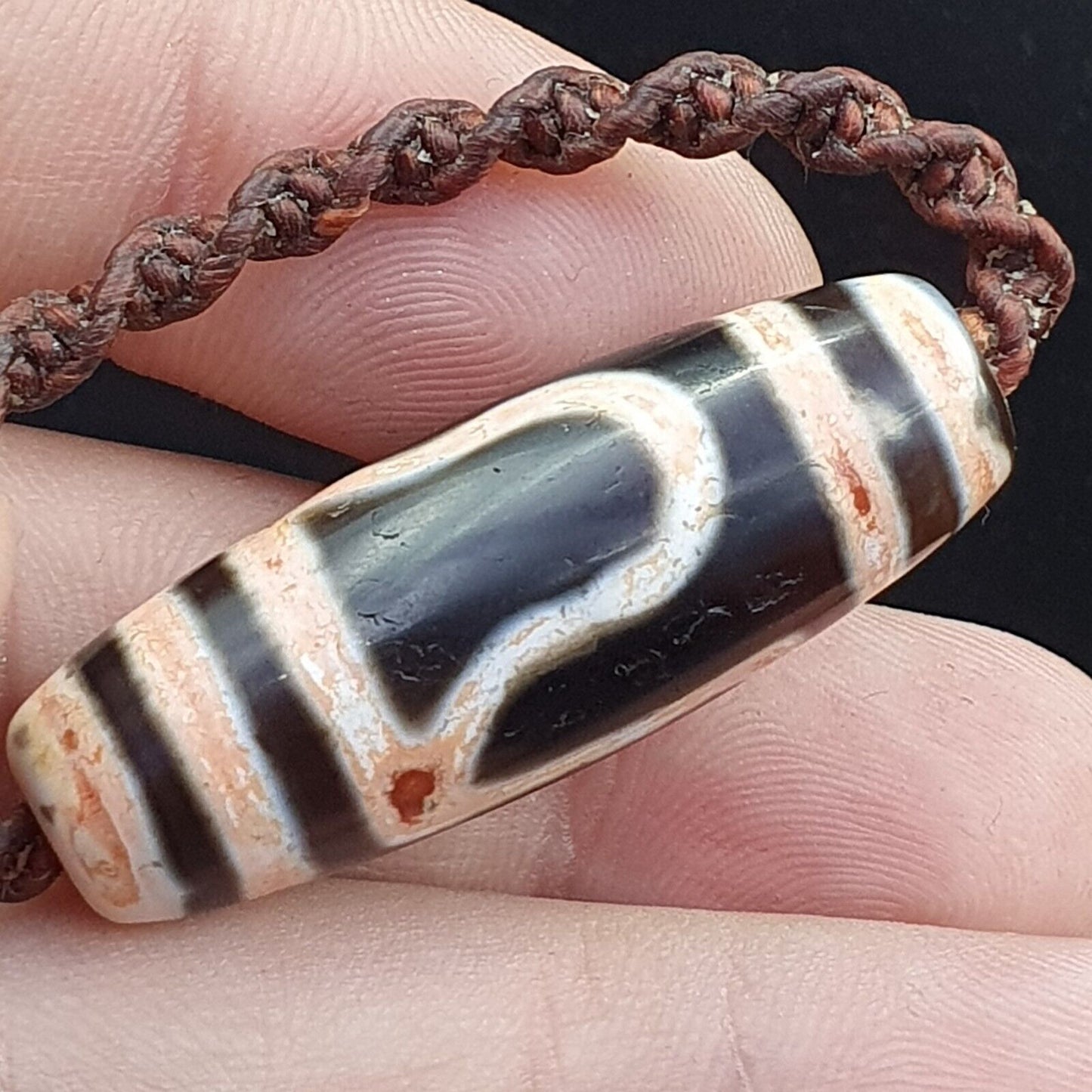 2 眼西藏天珠老護身符瑪瑙復古西藏吊墜項鍊