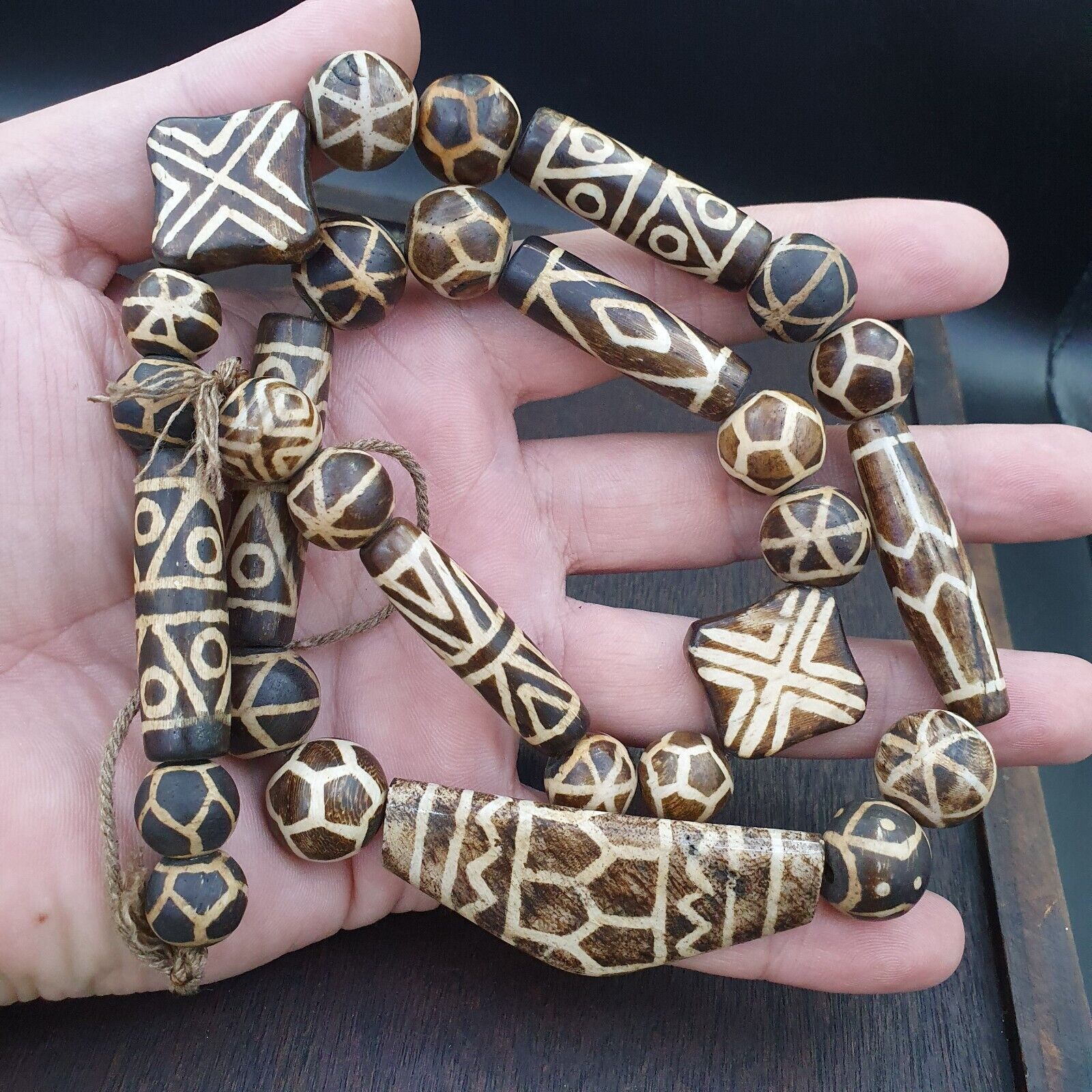 RARE Very Unique Old PUMTEK BEADS Necklace Great Patterns Necklace NC12