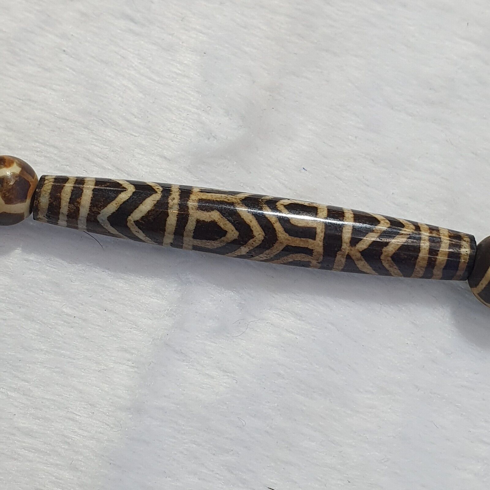 RARE Very Old PUMTEK BEADS Necklace Palmwood Great Patterns Necklace NC22