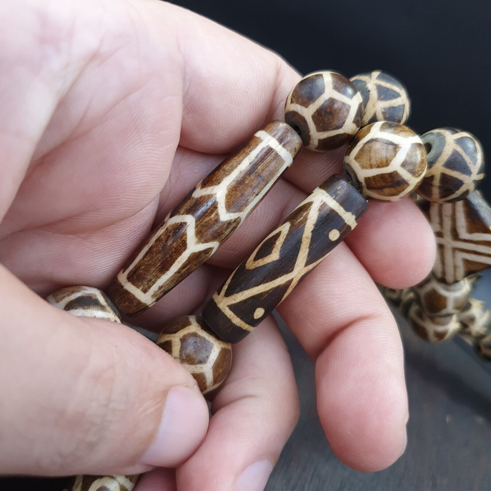RARE Very Unique Old PUMTEK BEADS Necklace Great Patterns Necklace NC12