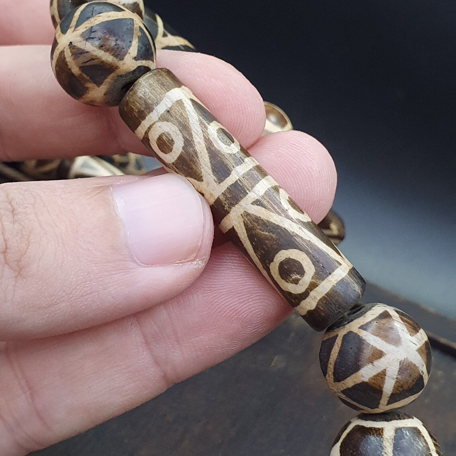 RARE Very Unique Old PUMTEK BEADS Necklace Great Patterns Necklace NC12