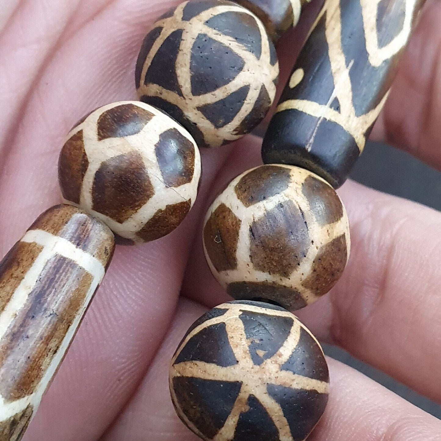 稀有非常獨特舊 PUMTEK 珠子項鍊精美圖案項鍊 NC12