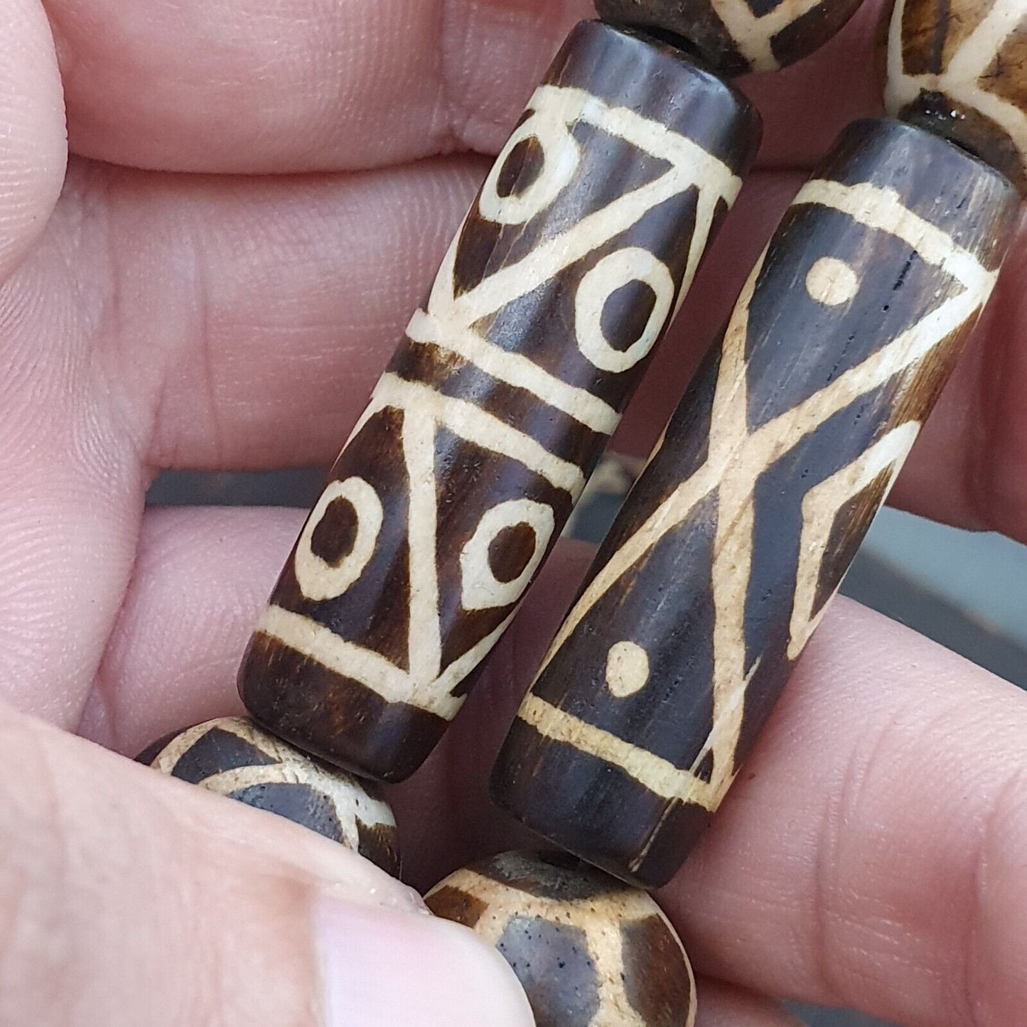 稀有非常獨特舊 PUMTEK 珠子項鍊精美圖案項鍊 NC12