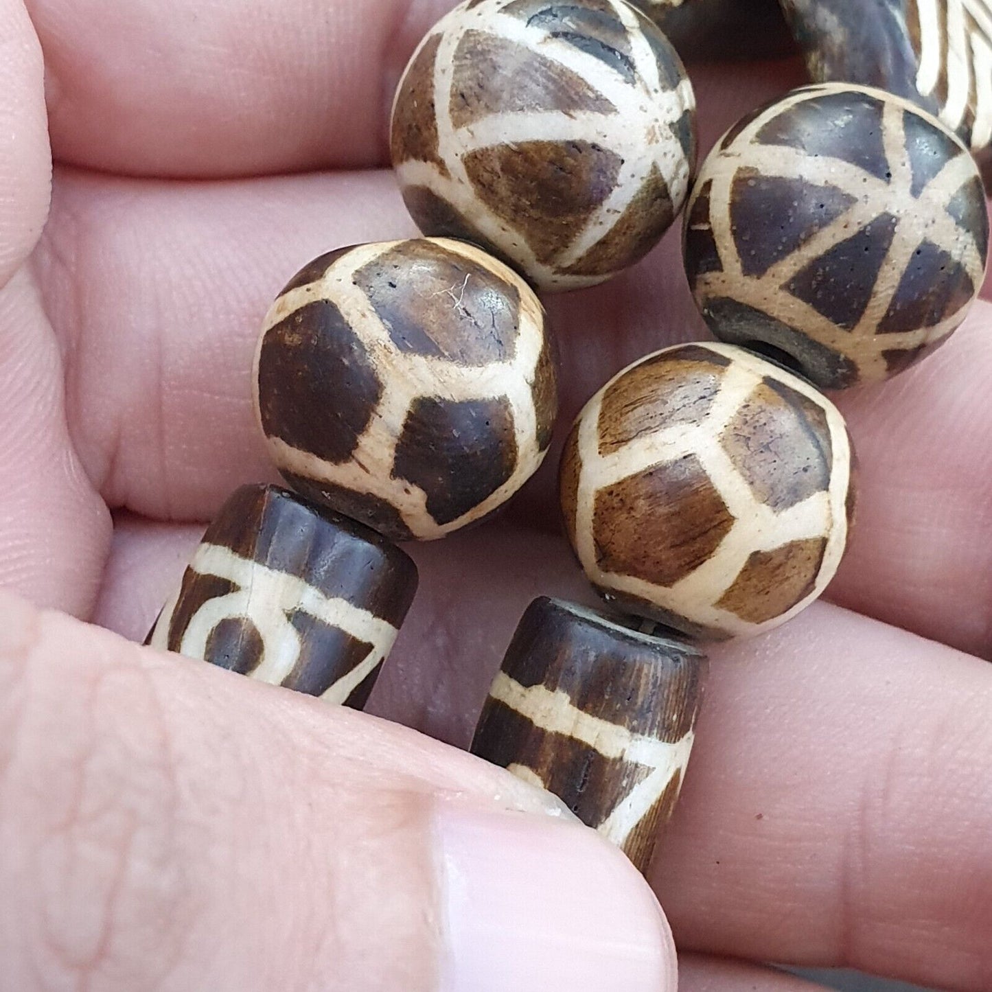 稀有非常獨特舊 PUMTEK 珠子項鍊精美圖案項鍊 NC12