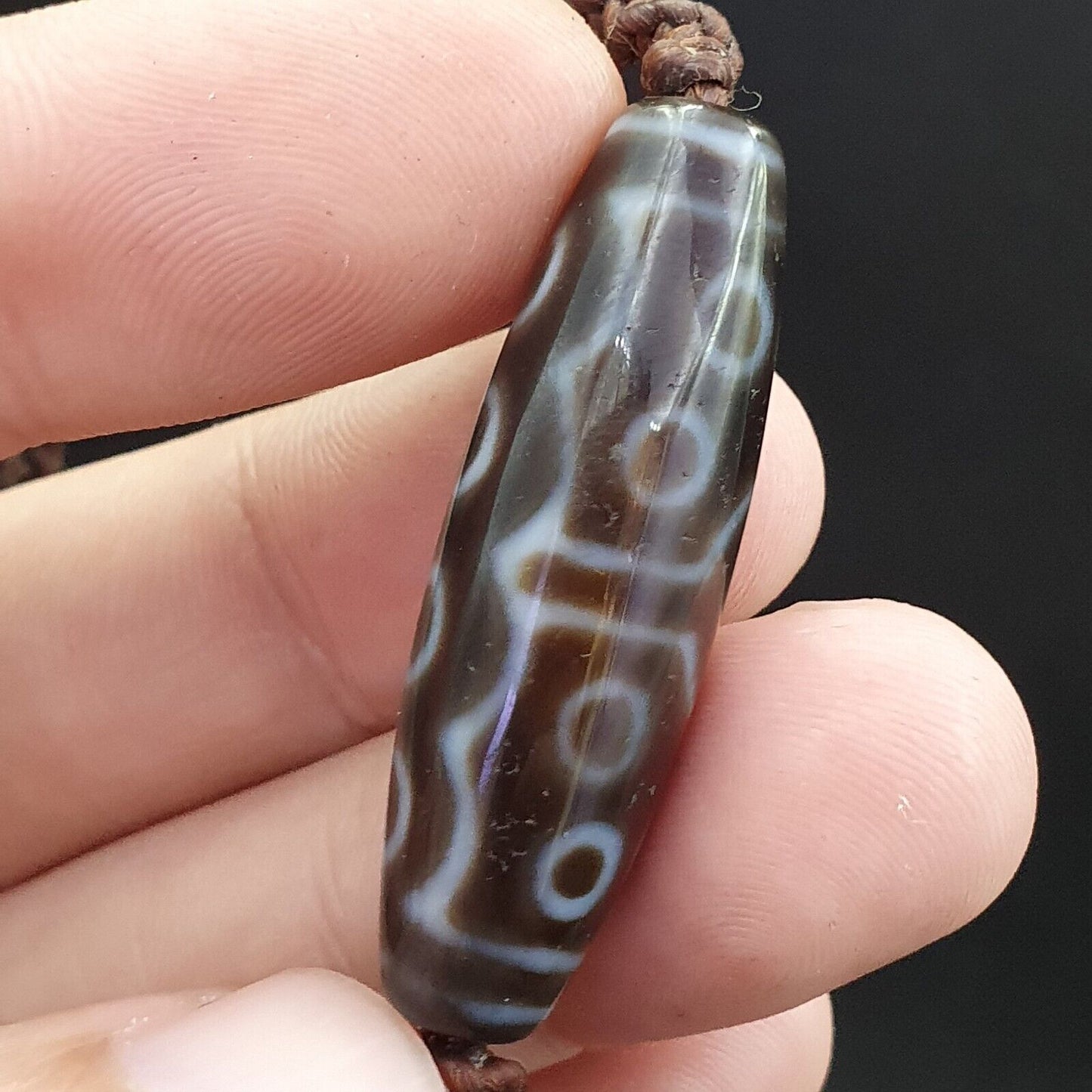 15 eyes Tibetan Himalayan bead old amulet Red Agate Vintage pendant Necklace