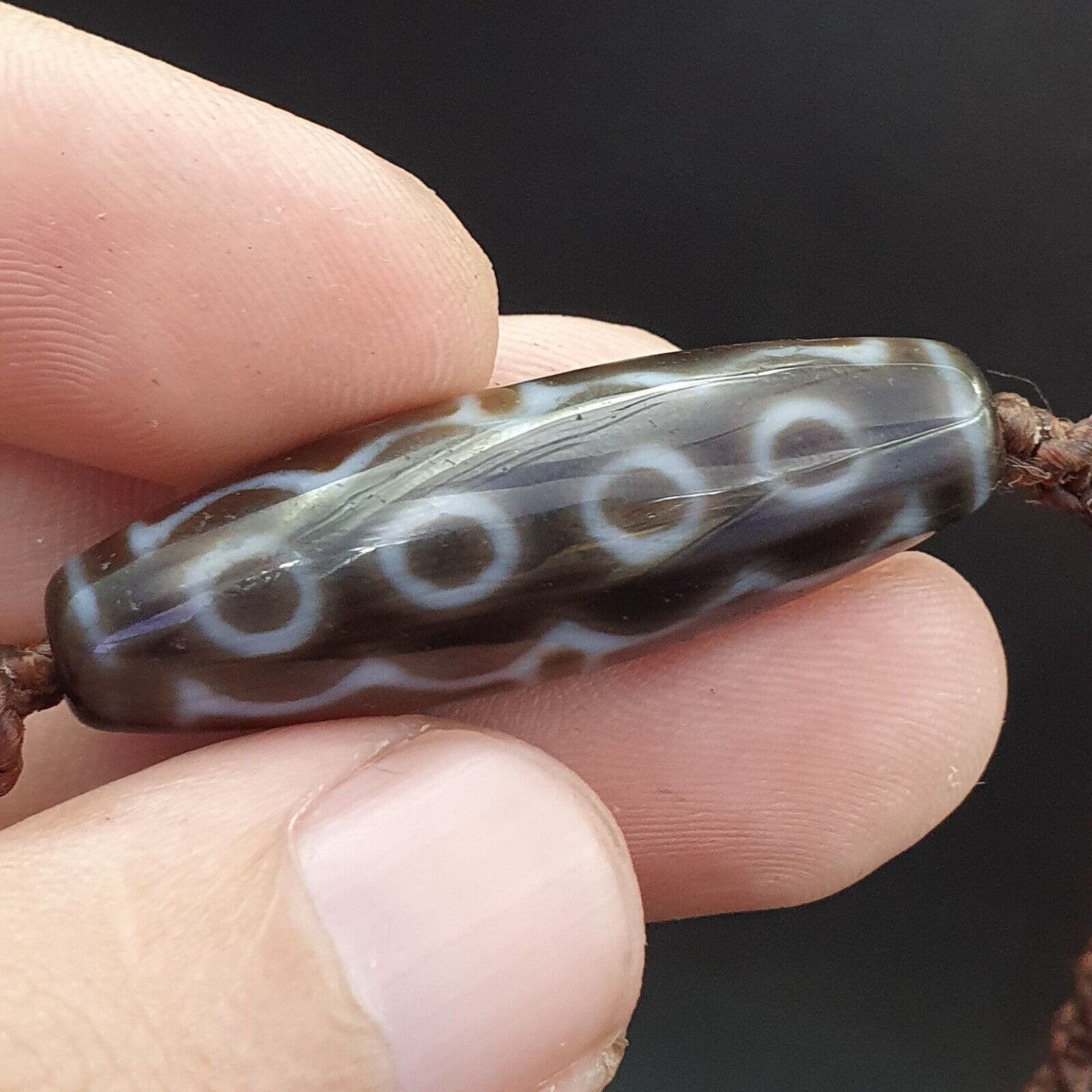 15 eyes Tibetan Himalayan bead old amulet Red Agate Vintage pendant Necklace