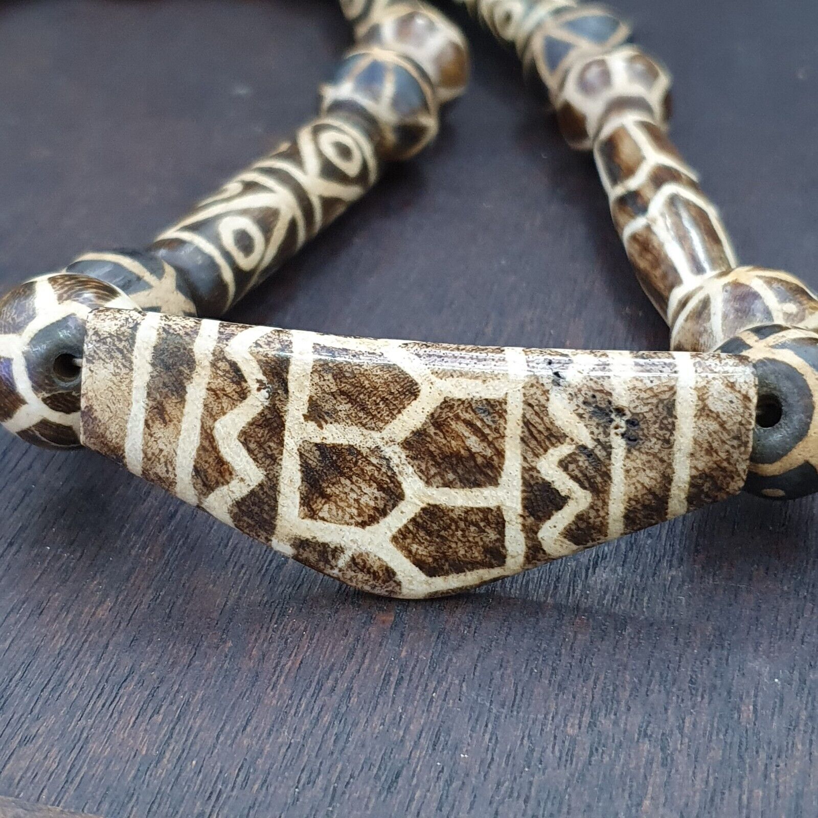 RARE Very Unique Old PUMTEK BEADS Necklace Great Patterns Necklace NC12