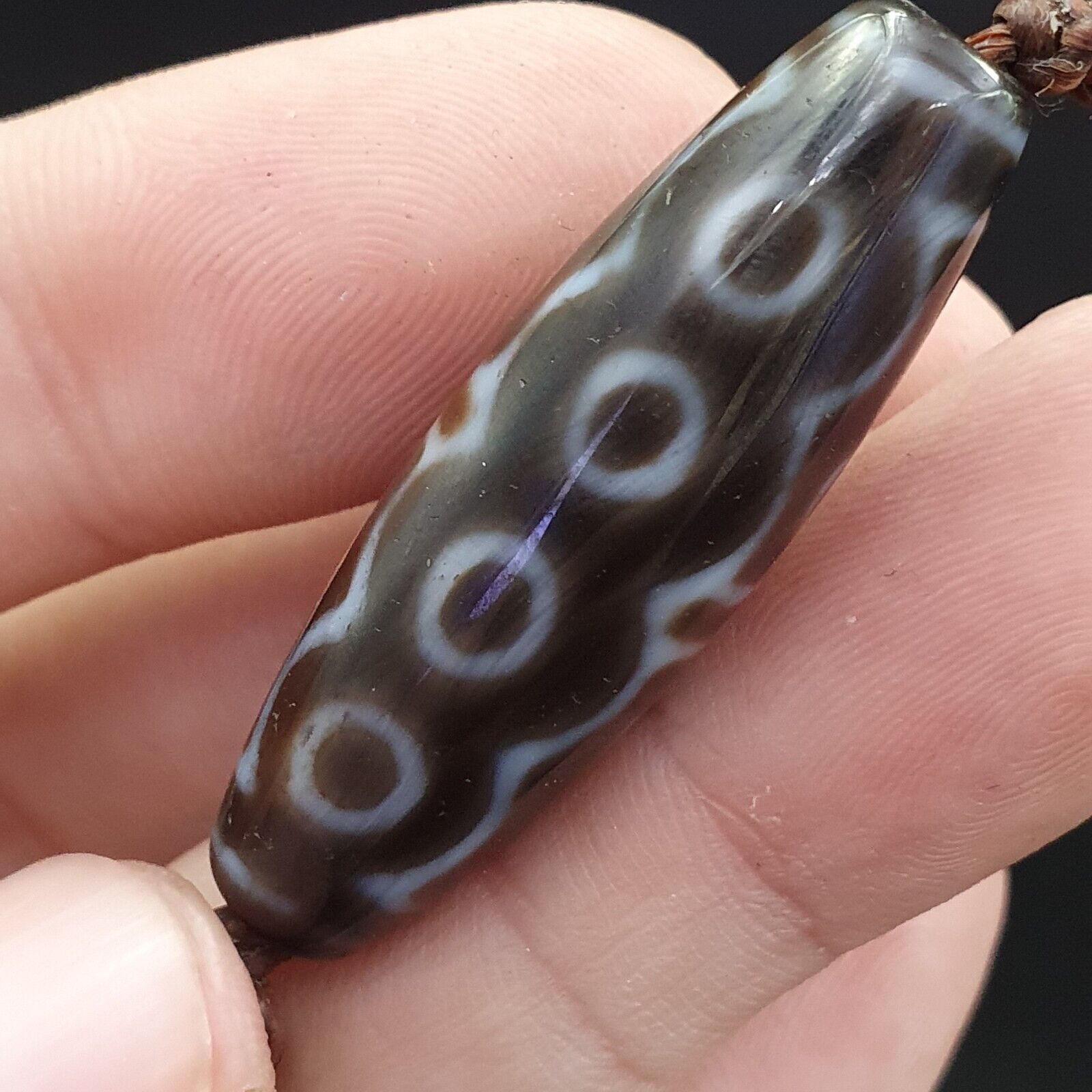 15 eyes Tibetan Himalayan bead old amulet Red Agate Vintage pendant Necklace