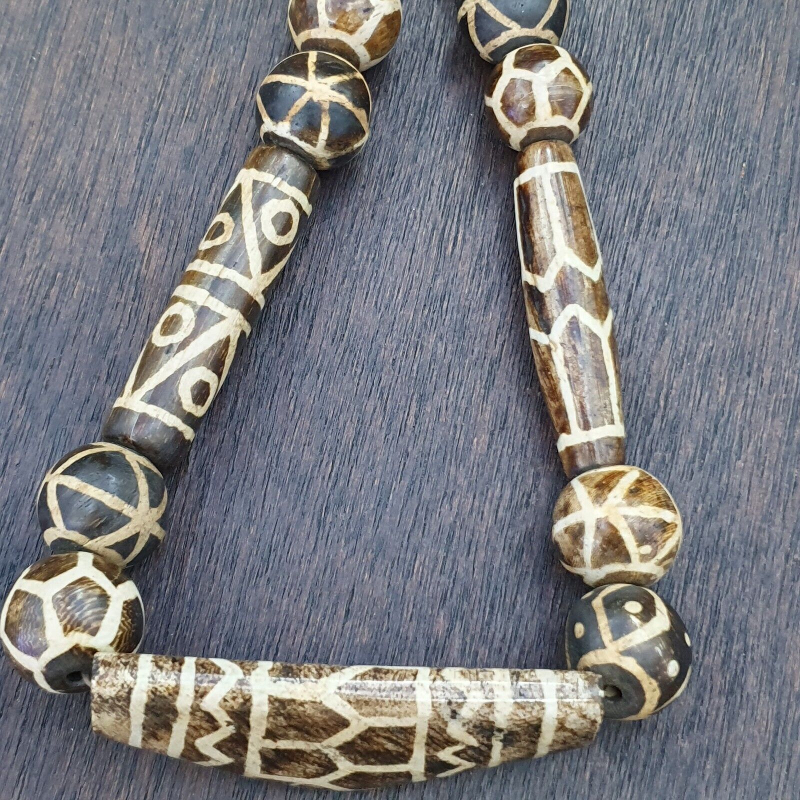 RARE Very Unique Old PUMTEK BEADS Necklace Great Patterns Necklace NC12