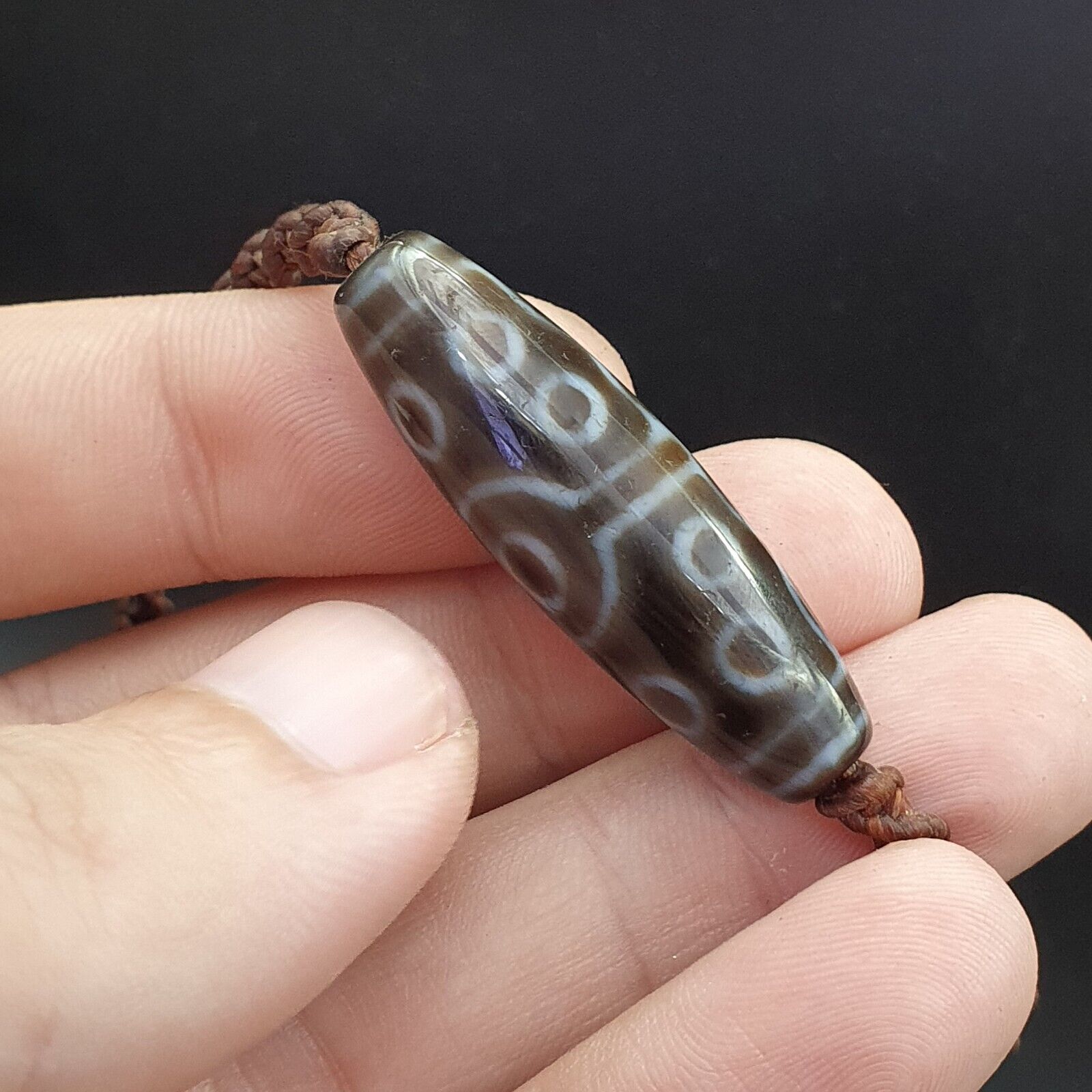 15 eyes Tibetan Himalayan bead old amulet Red Agate Vintage pendant Necklace