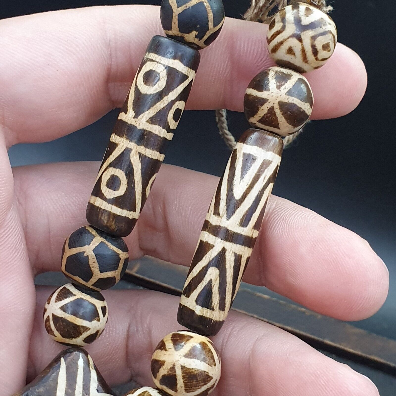 RARE Very Unique Old PUMTEK BEADS Necklace Great Patterns Necklace NC12