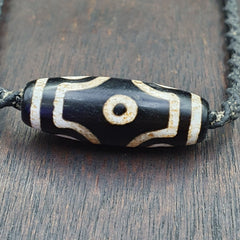 6 eye Tibetan dzi bead old amulet Agate Vintage Tibet pendant Necklace