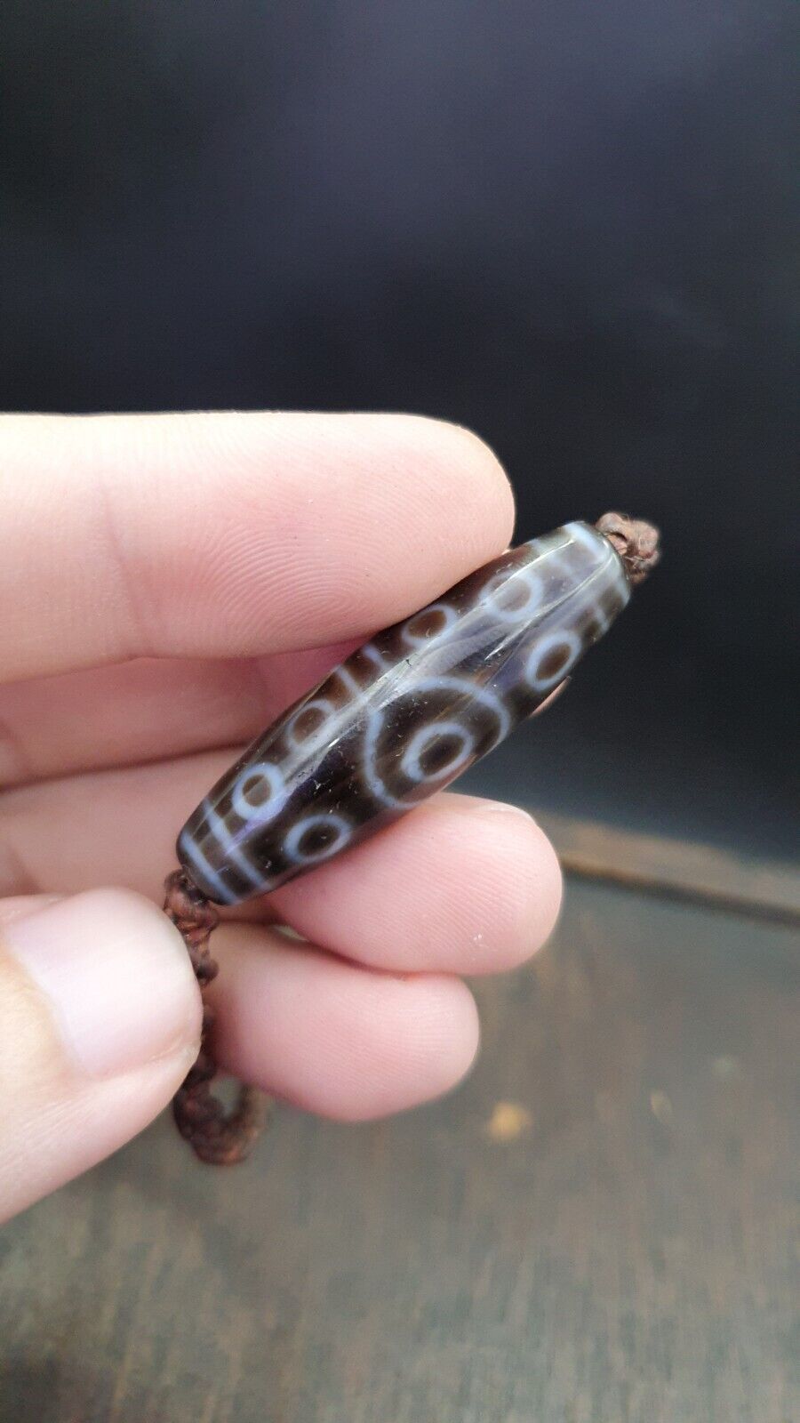 15 eyes Tibetan Himalayan bead old amulet Red Agate Vintage pendant Necklace