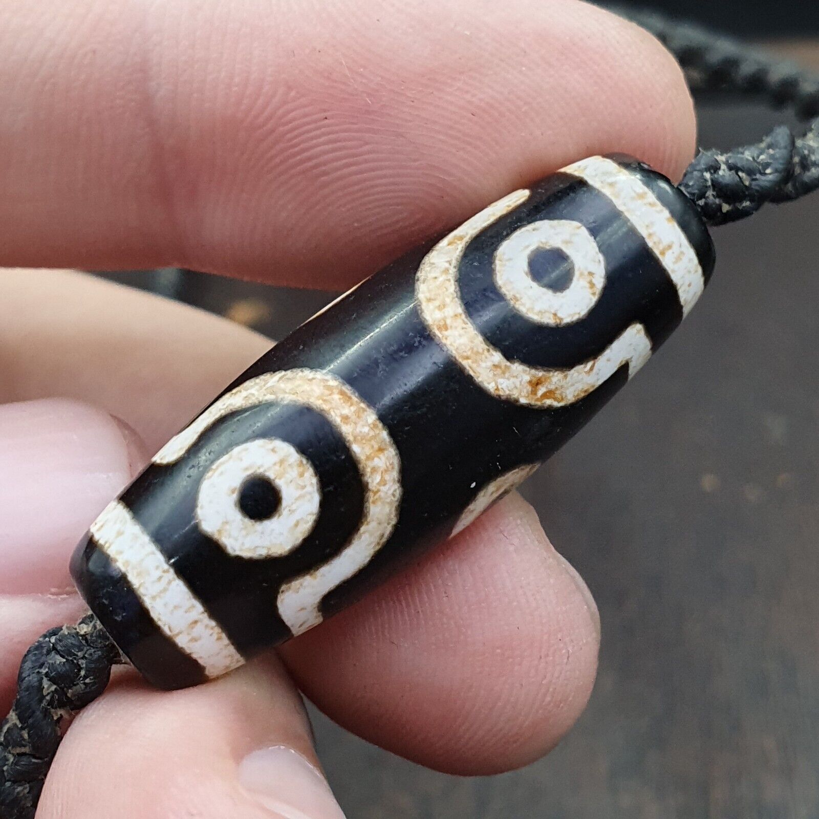 6 eye Tibetan dzi bead old amulet Agate Vintage Tibet pendant Necklace