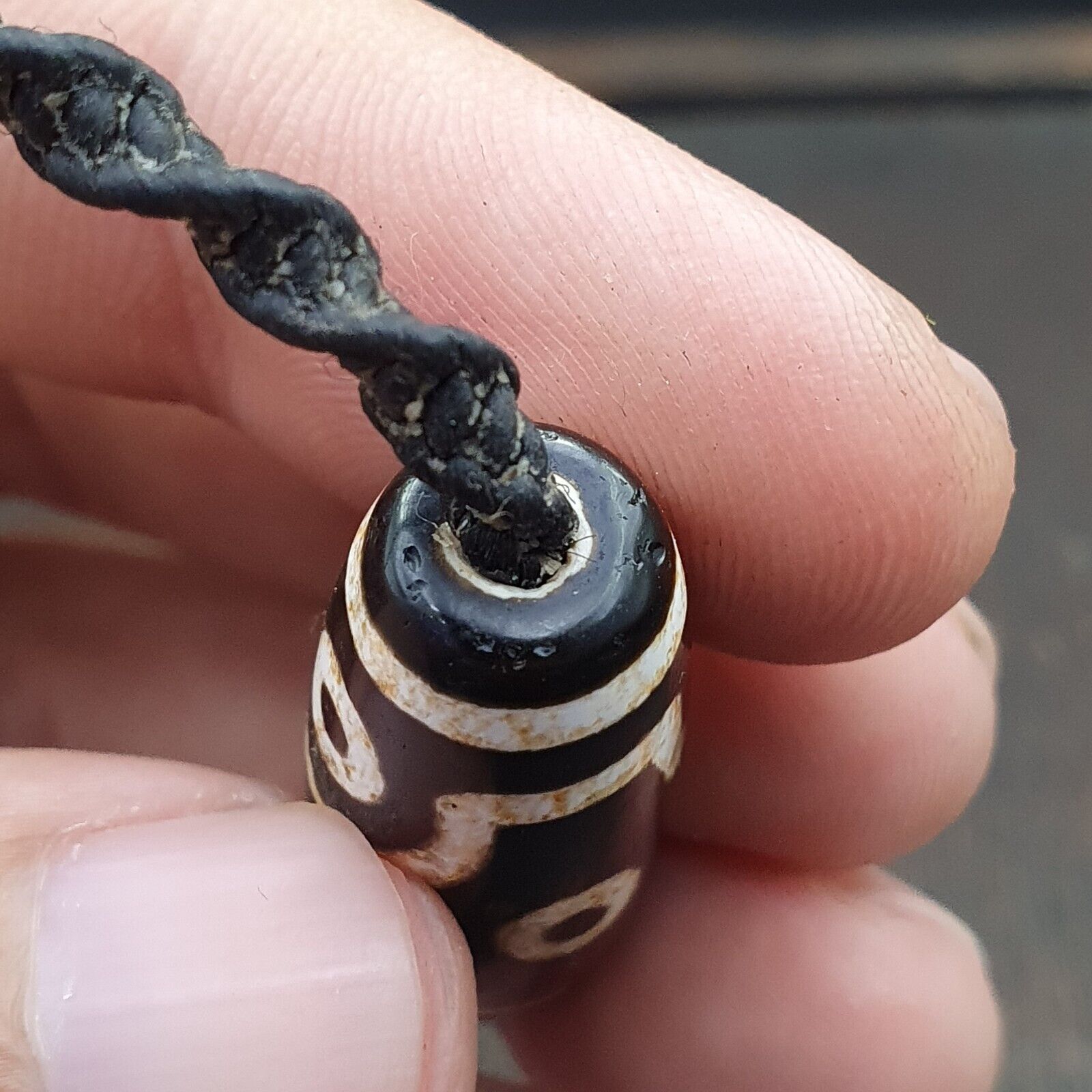 6 eye Tibetan dzi bead old amulet Agate Vintage Tibet pendant Necklace
