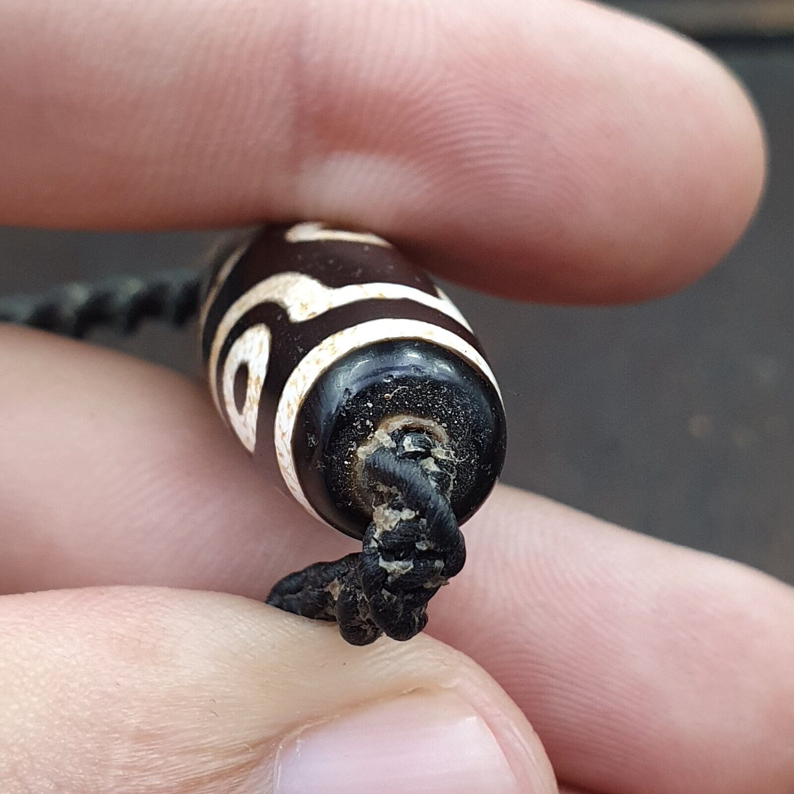 6 eye Tibetan dzi bead old amulet Agate Vintage Tibet pendant Necklace