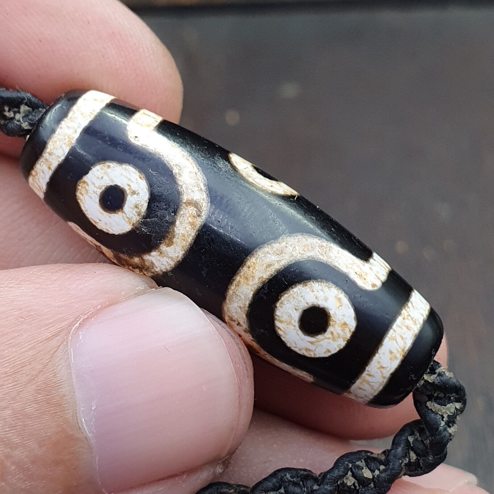 6 eye Tibetan dzi bead old amulet Agate Vintage Tibet pendant Necklace